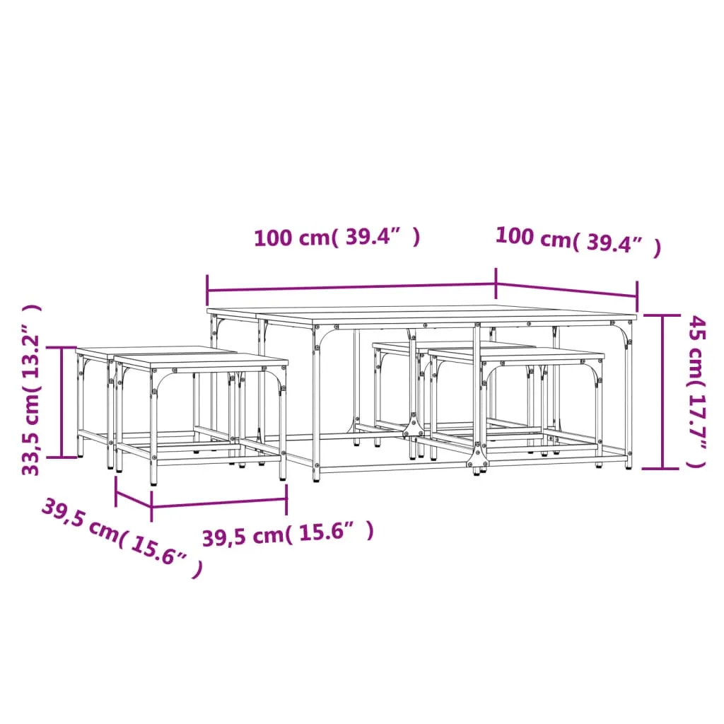 Nesting Coffee Tables 5 pcs Brown Oak Engineered Wood