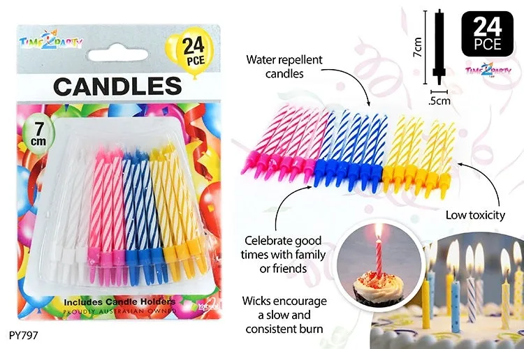 Party Candles - 24pk w Holders