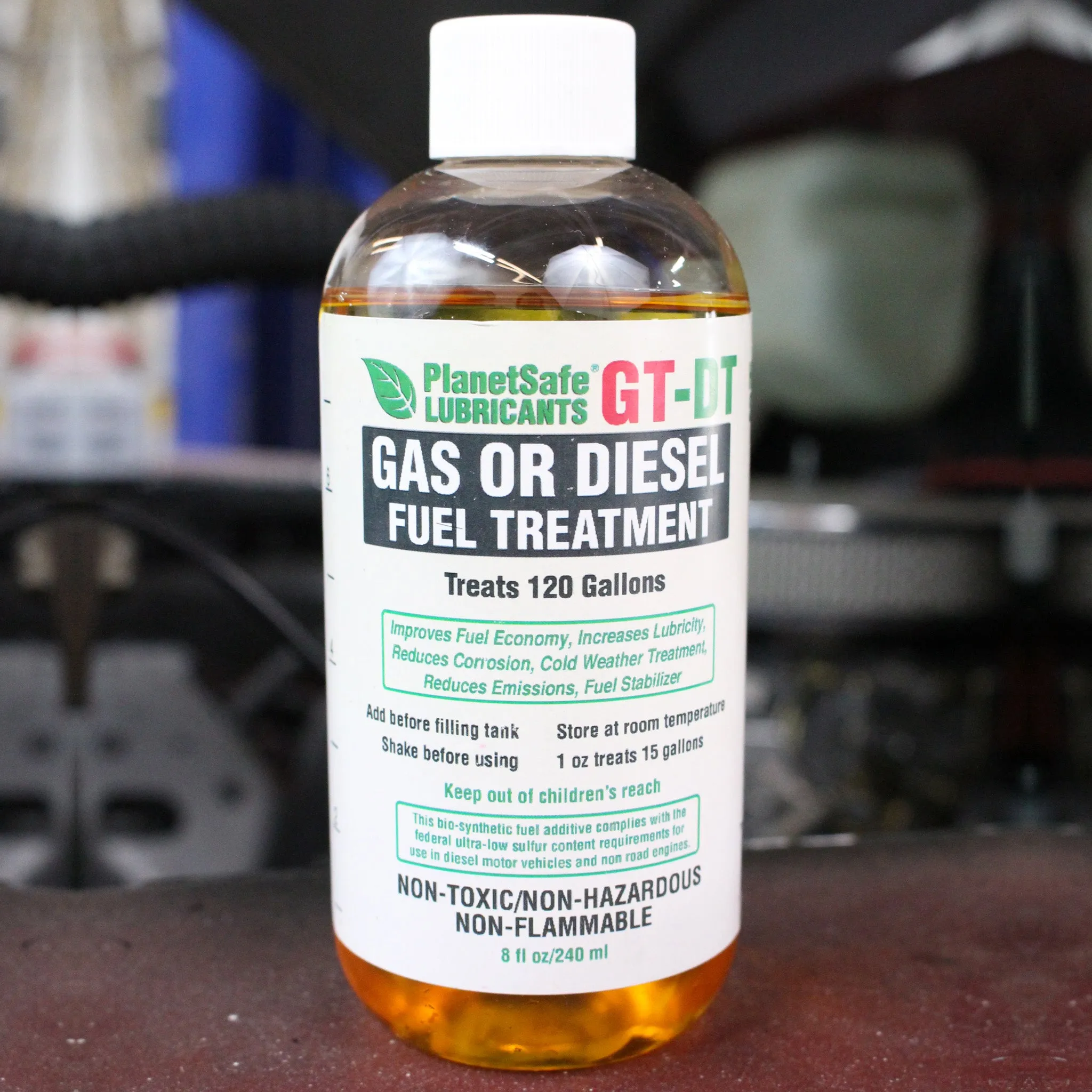 PlanetSafe Lubricants | Additive | GT-DT Gasoline and Diesel Fuel Treatment | 8oz yorker