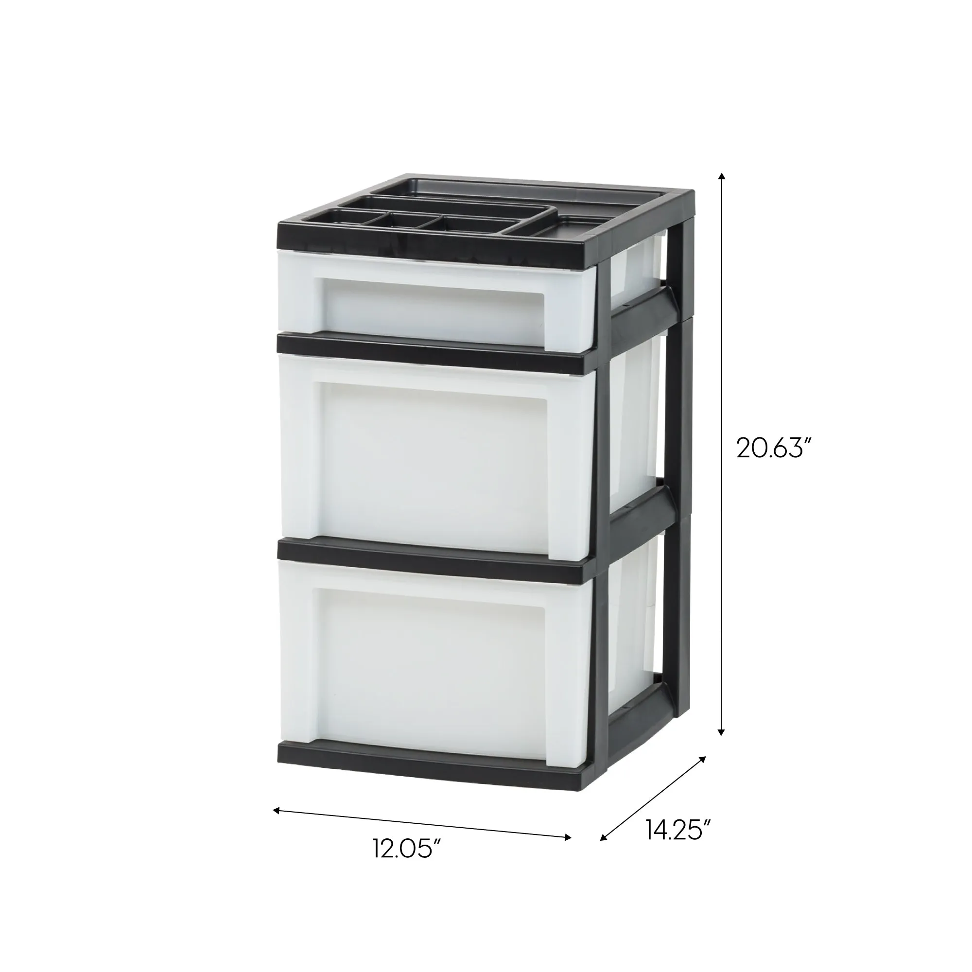 Plastic Storage, Organizer 3 Drawer Cart, Black/Pearl