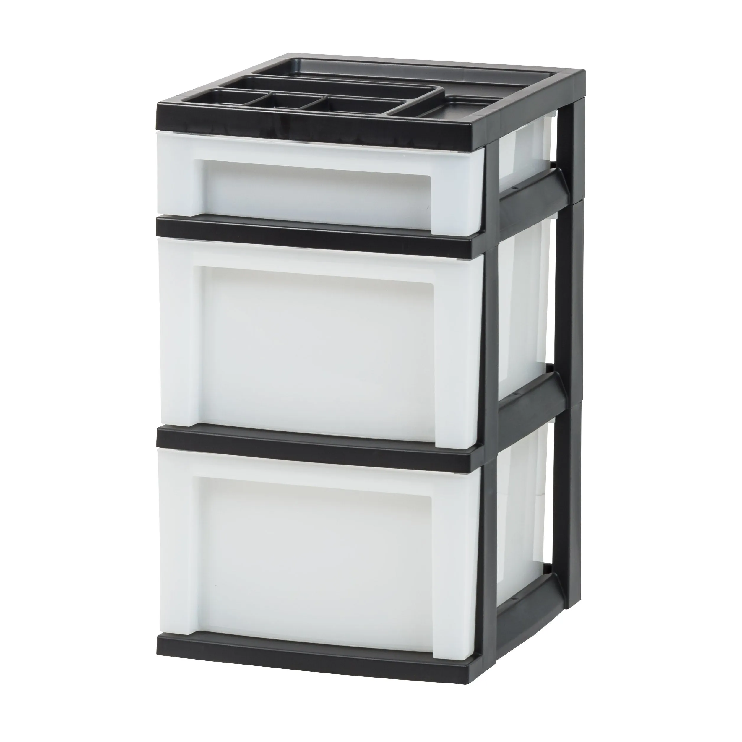 Plastic Storage, Organizer 3 Drawer Cart, Black/Pearl