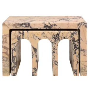 Prescott Nesting Table – Purple Breccia Marble