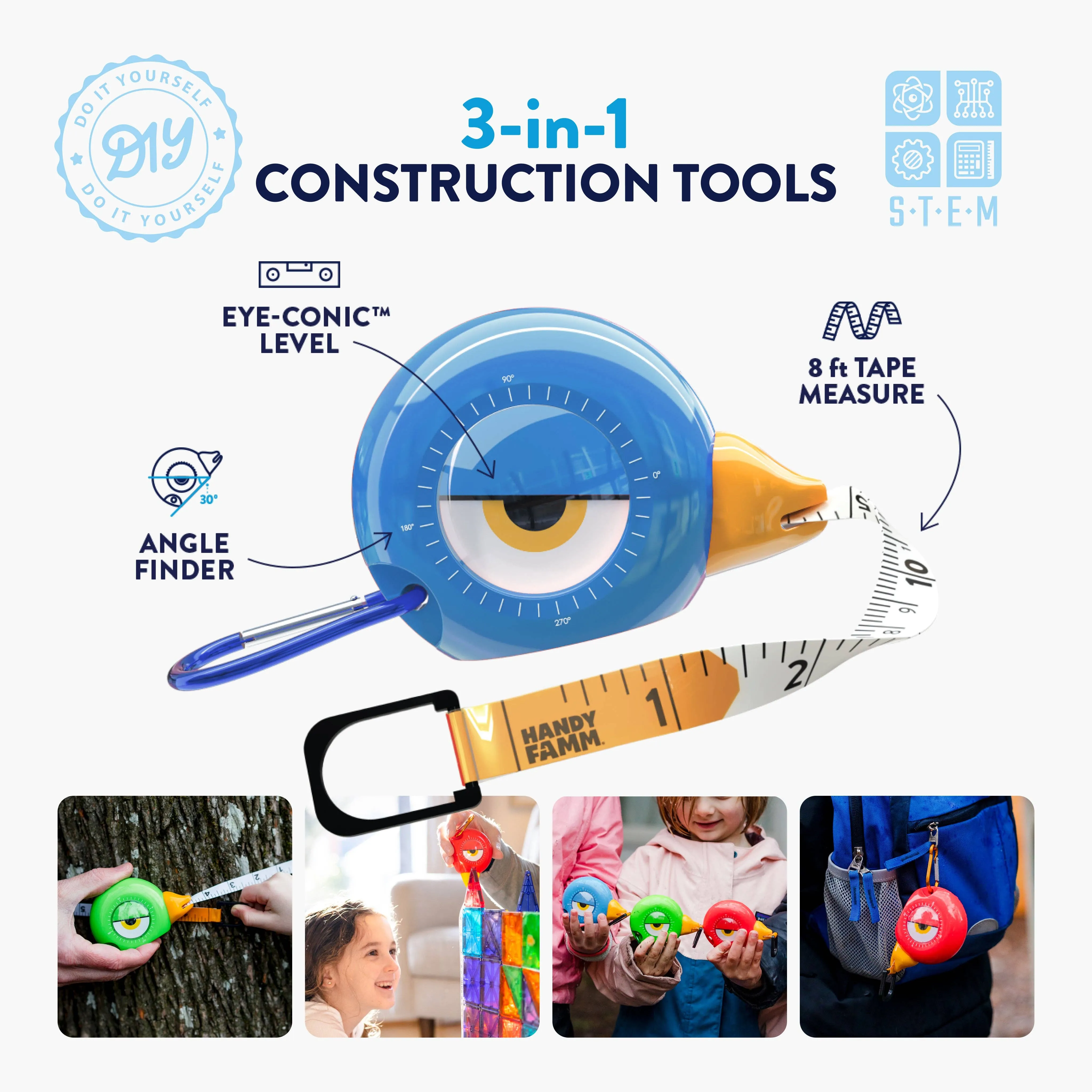 "Toto" Blue Bird STEM Measuring Tape 3-in-1 Tool 