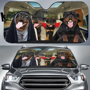 Rottweiler Halloween Auto Car Sunshade, Funny Dog Full Printed On Car Sun Shade Windshields