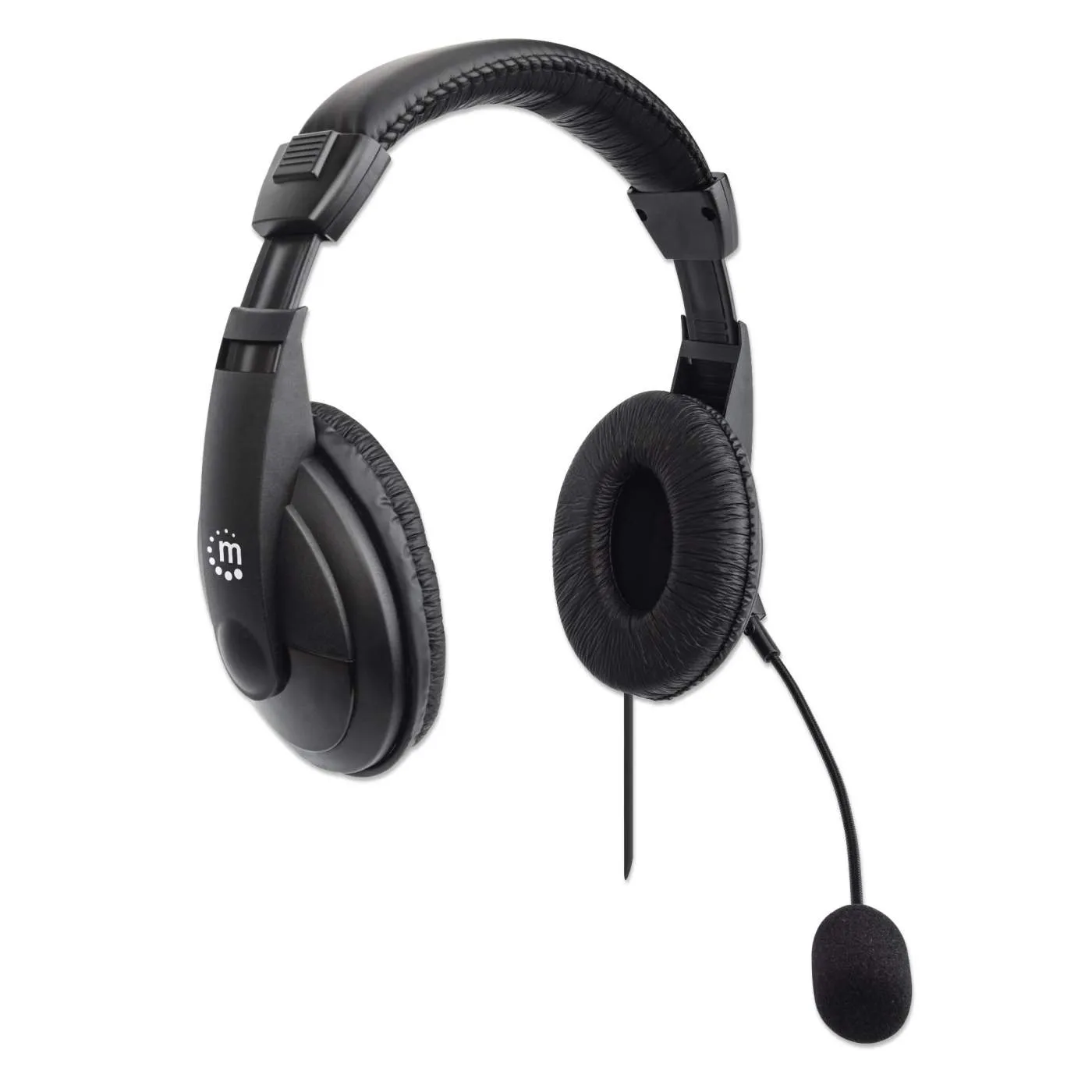 Stereo USB Headset - Lightweight Over-Ear Design with Built-in Adjustable Microp