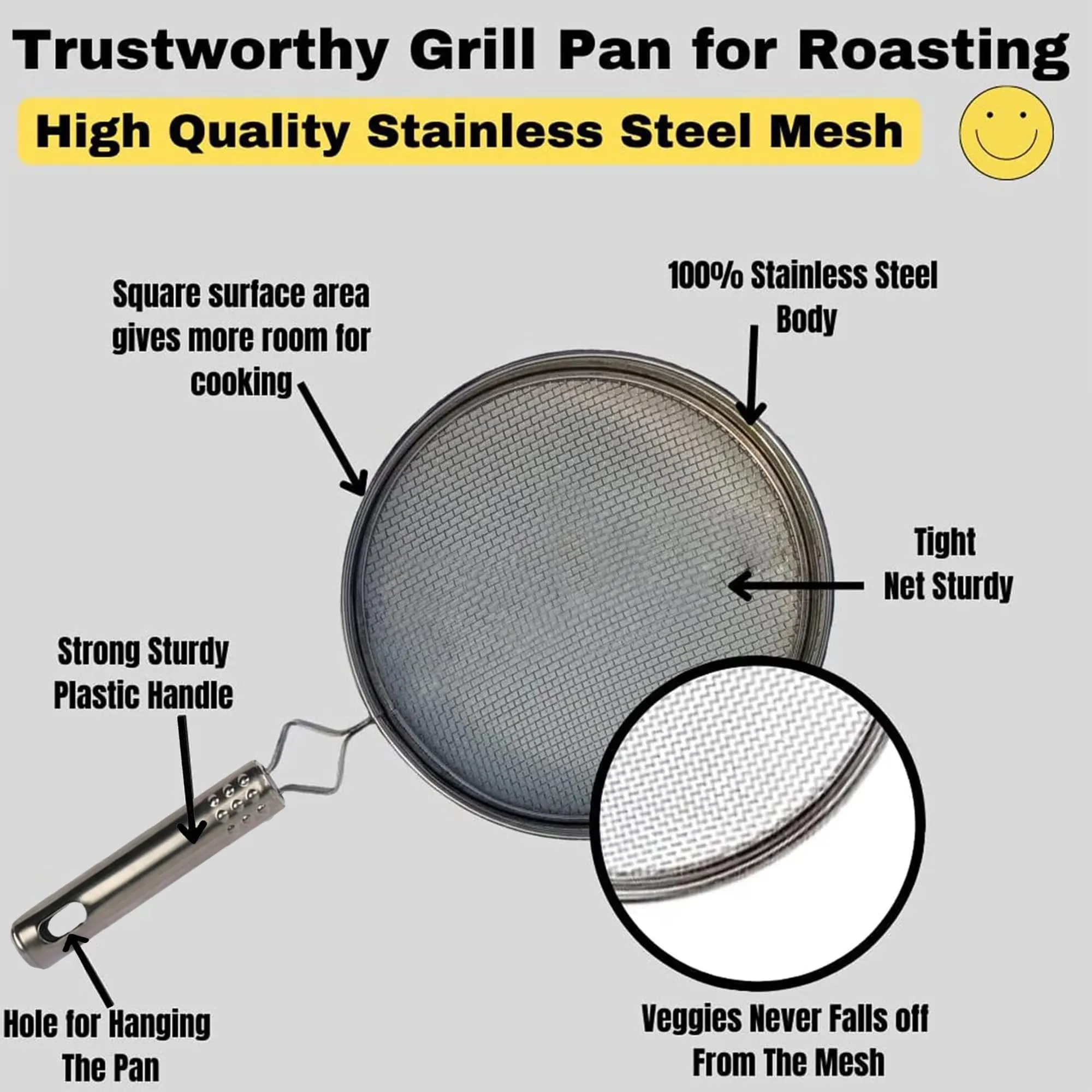 Tudoccy Phulka Grill pan roti Maker, papad Maker, Grill pan Non Stick, Cooking pan Home Essential Items pulka Grill for Home Gas Stove, Stainless Steel pan Grill tawa, pulka Maker Kitchen Knife Set