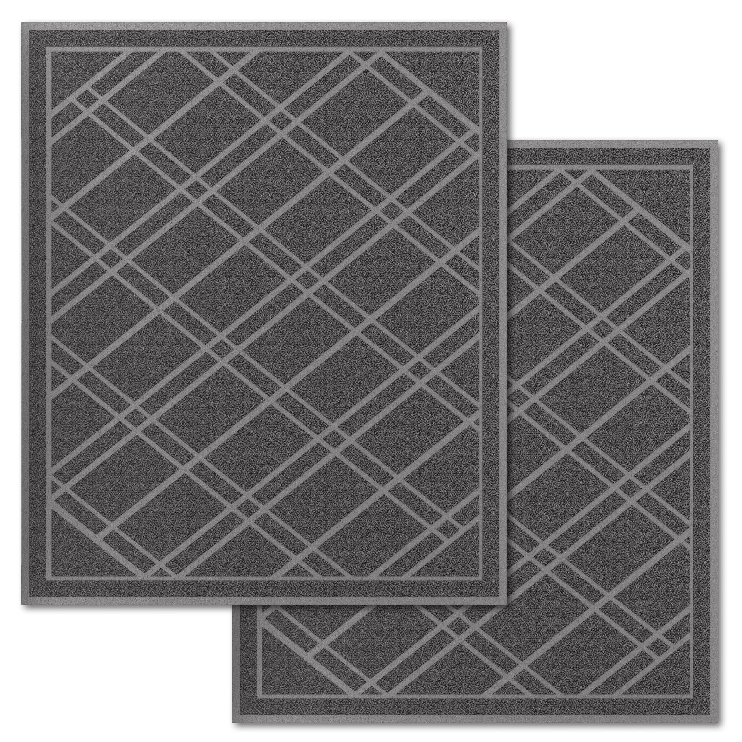 Universal Door Mat, Plaid Design - Grey, 42 X 35 - Anti Slip, Durable