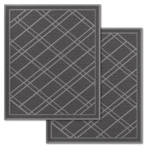 Universal Door Mat, Plaid Design - Grey, 42 X 35 - Anti Slip, Durable