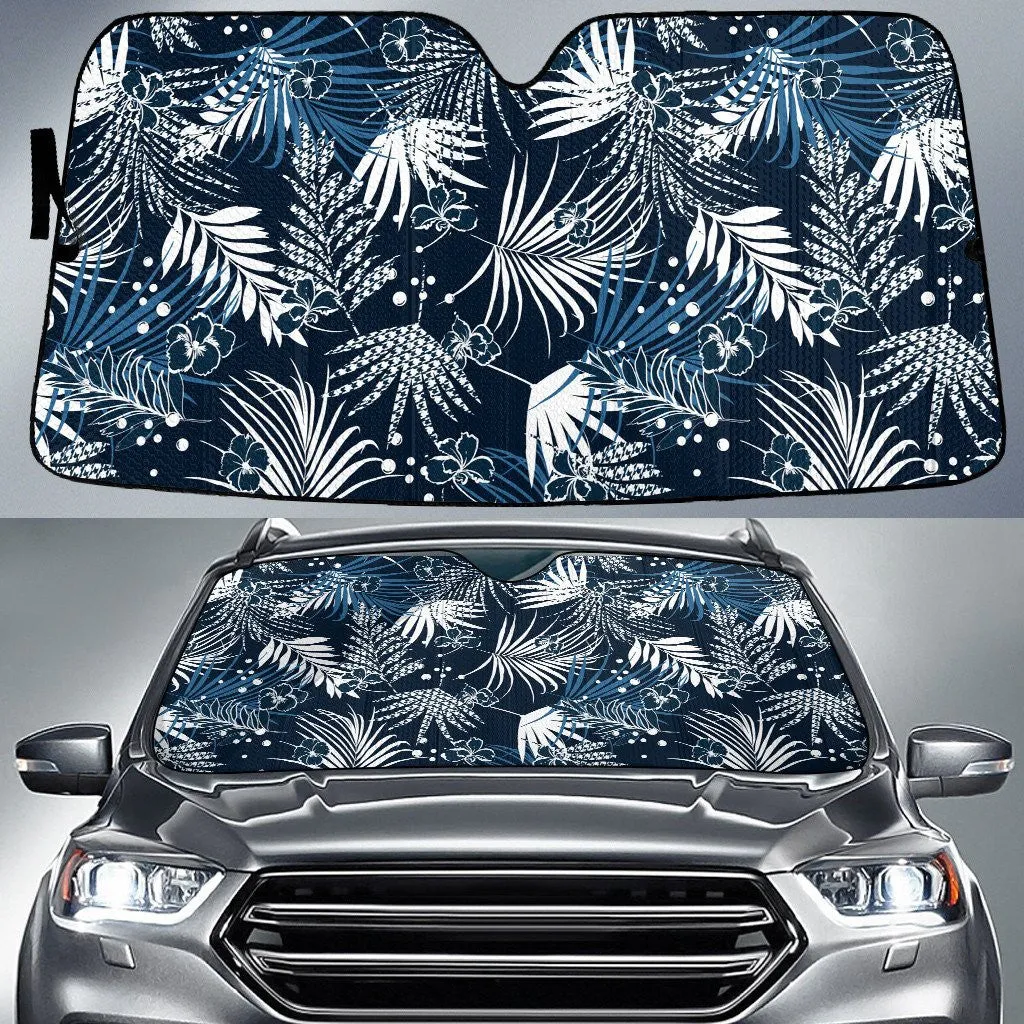 White Tropical Palm Leaf And Livistona Rotundifolia Leaf Car Sun Shades Cover Auto Windshield Coolspod